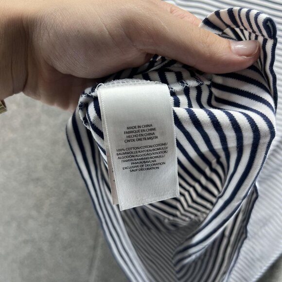 Polo Ralph Lauren Polo Shirt Mens XL Navy White Stripe Classic Fit Cotton Logo - Picture 11 of 12